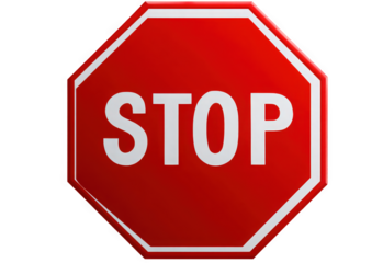 Red stop sign on a white background.