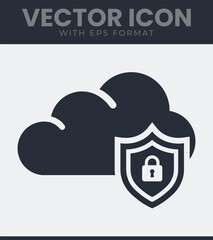 Cloud security shield lock data protection icon