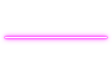 Pink neon glowing horizontal line for divider, underline, highlight, border, and accent on transparent background