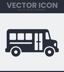 Simple school bus vector icon for kids transportation