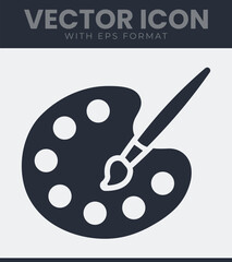 Artist paint palette and brush icon simple design