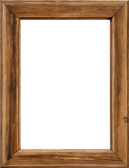 Wooden picture frame with rustic finish and no image inside.