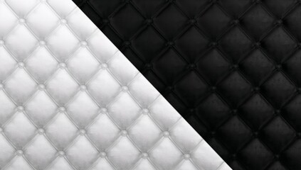 A contrasting pattern of white and black quilted diamond textures
