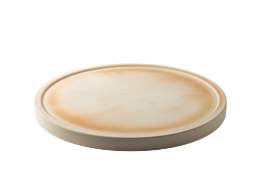 Beige pizza stone for baking isolated on transparent background, a culinary tool for creating crispy, delicious homemade pizzas with ease and perfection