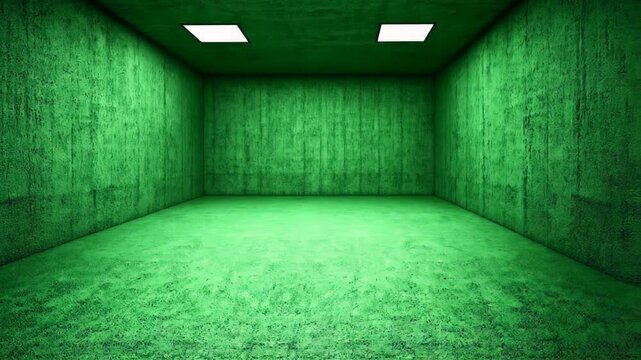 Vivid Green Indoor Room with Lights