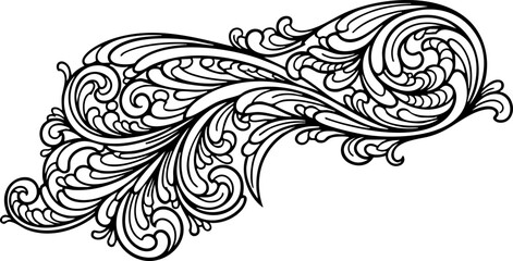 Elegant ornate flourish swirls creating a decorative vintage flourish for design projects