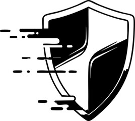 Dynamic shield emblem symbolizes rapid protection and strong digital security for modern businesses