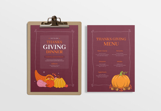 Thanksgiving Dinner Menu Flyer Layout