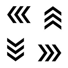 Four black arrow symbols on a white background, arranged in a square. Arrows in four directions.