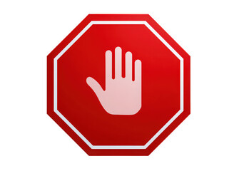 Obraz premium Red stop sign with a hand symbol, clear and bold.
