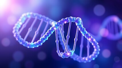 Abstract molecular structure in glowing colors representing a scientific DNA helix concept with futuristic tones.