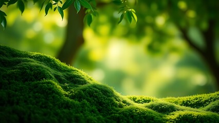 Abstract green textures blending with nature, evoking an environmental and serene mood.