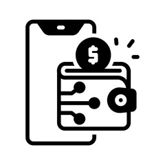 Fototapeta premium Vector solid black icon for Digital wallet