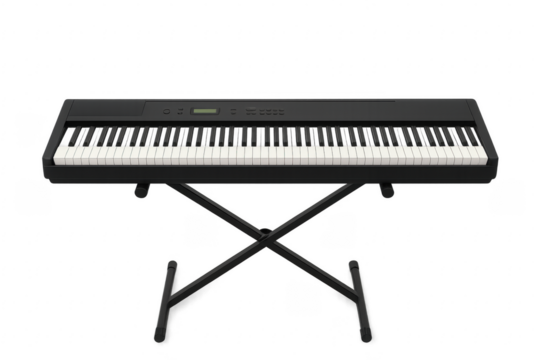 Digital piano electric keyboard on a stand - Powered by Adobe