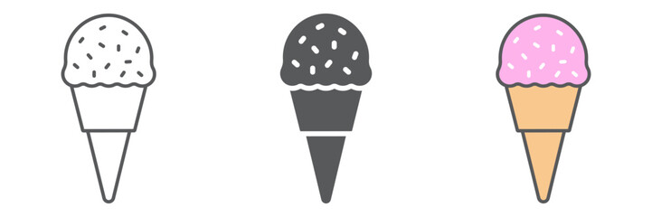 Ice Cream icon, food and sweet, dessert sign vector graphics, a linear icon on a white background, eps 10.
