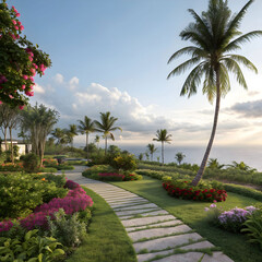 luxury landscape design of the tropical garden