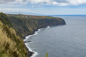 Breathtaking cliff and ocean view at San Miguel island Azores Portugal