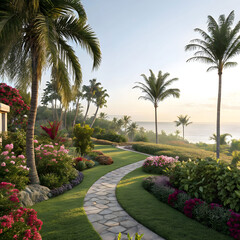 luxury landscape design of the tropical garden