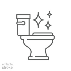 Toilet cleaning bowl icon. Simple outline style. Clean, flush, wc, cleanliness, seat, keep, restroom, bidet, hygiene, cleaner, bathroom concept. Thin line symbol. Isolated design editable stroke.