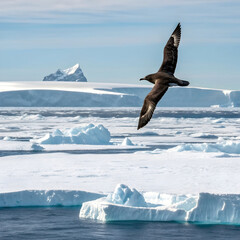 skua flies over antarctic ocean polar bird in flig