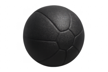 Black textured soccer ball on transparent background
