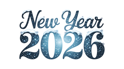 Festive new year 2026 design with snowy lettering and sparkling details against a perfect for holiday greetings and seasonal promotions creating a cheerful atmosphere