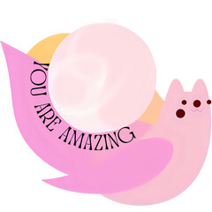 pink cat with a pink ribbon