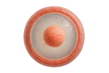 Human cell structure with nucleus and transparent background