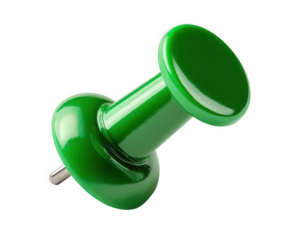 Vibrant green thumbtack on white background, perfect for organizing notes.
