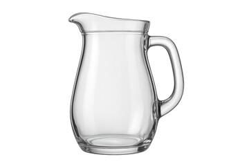 Glass pitcher with handle and spout, transparent background
