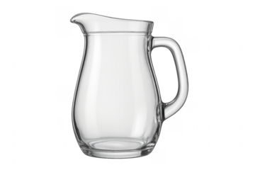 Glass pitcher with handle and spout, transparent background