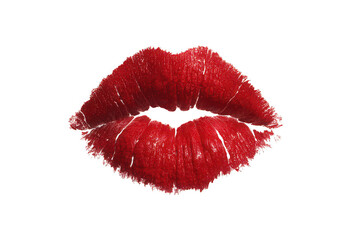 Close-up of vibrant red lips with a glossy finish.