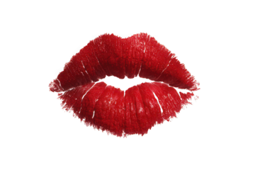 Close-up of vibrant red lips with a glossy finish.