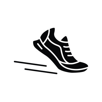 Running shoes icon. Simple solid style. Shoe, run, sneaker, exercise, runner, foot, workout, marathon, leisure, athlete, sport concept. Silhouette, glyph symbol. Isolated design.