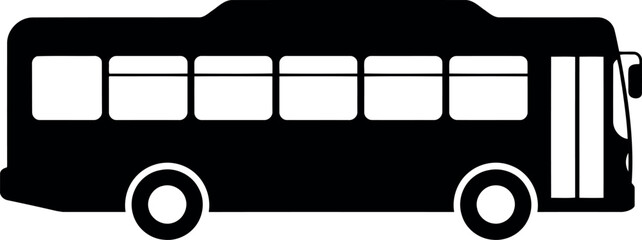 Modern black city bus silhouette side view simple transportation icon minimalist vector graphic vector