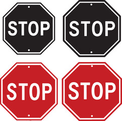 Red and Black Stop Sign Icons traffic sign octagon
