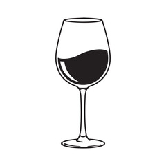 Outline of a Wine Glass with Red Wine drink beverage