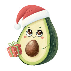 avocado santa claus and christmas tree