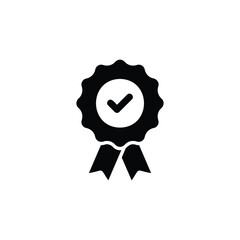 Checklist badge icon. Simple solid style. Certificate or certification approval, award, guarantee, first, check, label, achievement concept. Silhouette, glyph symbol. Isolated design.