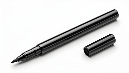 Matte Black Makeup Remover Pen Mockup Featuring Sleek Blank Casing, Perfect For Eyeliner Correction Presentation, Cosmetic Branding Design, Packaging Showcase, And Product Promotion