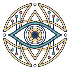 Vector art of mystic eye symbol a captivating illustration of an allseeing eye within a geometric frame, representing intuition, spirituality, and enlightenment