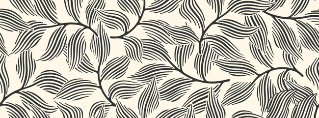 Abstract seamless pattern with dotted leaf.	