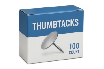 Thumbtacks box with metal pin for office supplies