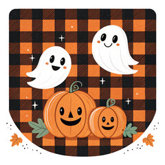 set of halloween elements with pattern