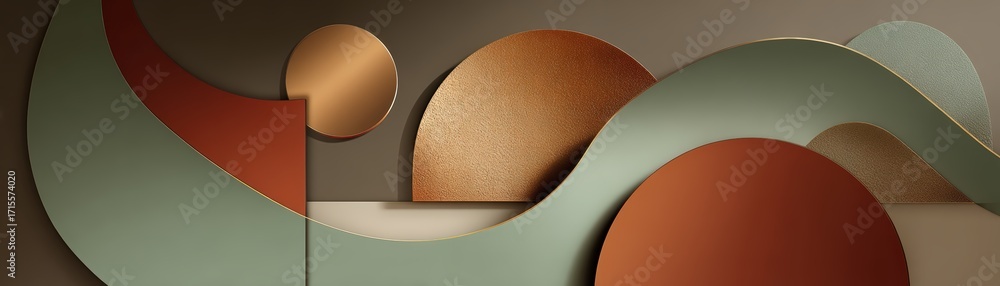 Poster An earthy abstract background features textured geometric shapes and gentle curves creating a calm and sophisticated aesthetic display, artistic