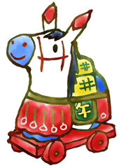 筆絵　張り子の飾り馬
