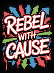 Rebel with a cause graphic colorful arrows background vector illustration for t-shirt design