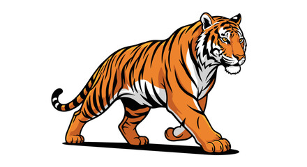 Fototapeta premium Cartoon Style Tiger Striding Powerful Illustration