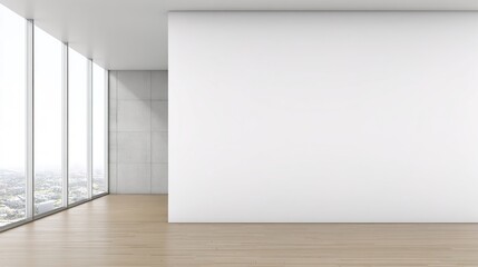 Fototapeta premium residential. Modern living room showcasing minimalist design with clean lines and soft natural light from large windows. lifestyle magazines.