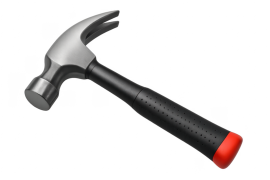 Claw hammer with black handle for construction work - Powered by Adobe